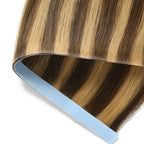 Zoomed View of (#P4/27) Caramel Blonde Balayage Tape Weft Hair Extensions