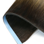 Zoomed View of (#T2/P18/60) Darkest Brown with Ash Blonde Balayage Tape Weft Hair Extensions