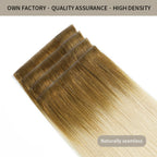 Front View of 2 Seamless Clip In Hair Pads (#T8/60) Light Brown to Platinum Blonde