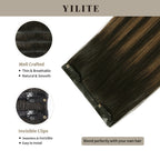 Clip In Hair Pads (2 Pieces) with Front View Thumbnail and Close-up of Clips (#P1B/6/T1B)