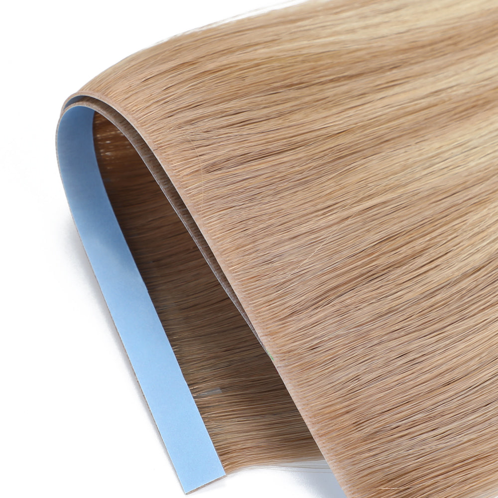 Zoomed View of (#T18/18/613) Ash Blonde Balayage Tape Weft Hair Extensions