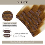 Close-up of (#T8/60) Light Brown to Platinum Blonde Classic Clip Ins 