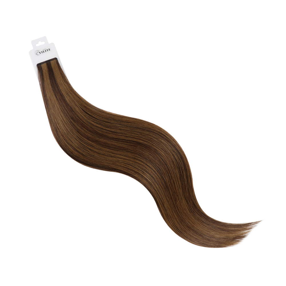YiliteVip (#P2/6) Darkest Brown Chestnut Balayage Mini Tape In Hair Extensions 20Pcs