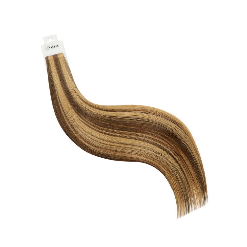 YiliteVip (#P4/27) Caramel Blonde Balayage Mini Tape In Hair Extensions 20Pcs