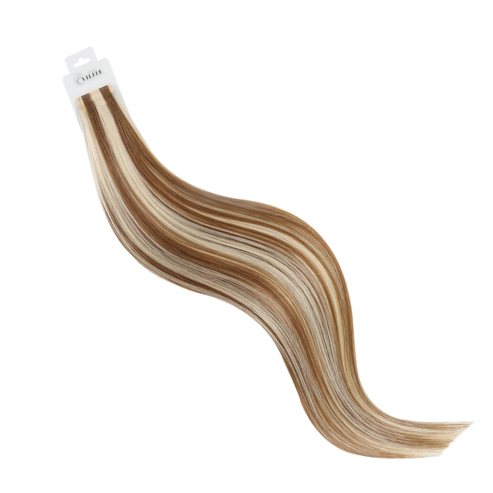 YiliteVip (#P8/60) Light Brown with Blonde Balayage Mini Tape In Hair Extensions 20Pcs
