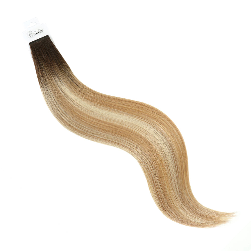 YiliteVip (#T2/P18/60) Darkest Brown with Ash Blonde Balayage Mini Tape In Hair Extensions 20Pcs