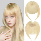 (#613) Bleach Blonde Clip In Bangs Remy Human Hair