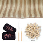 YiliteVip (#P18/613) Ash Blonde Highlights Butterfly Weft Hair Extensions