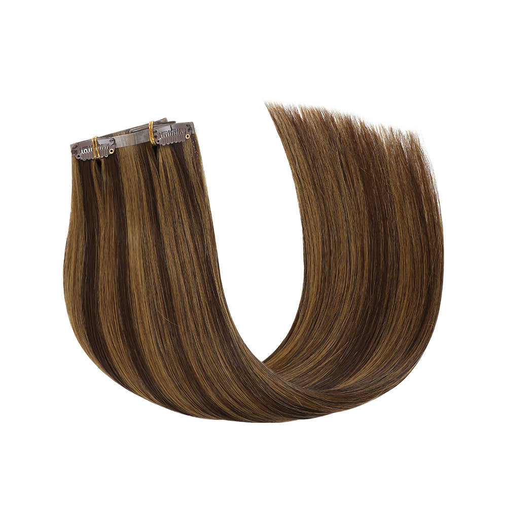 YiliteVip (#P2/6) Darkest Brown Chestnut Balayage Seamless Clip Ins 7Pcs