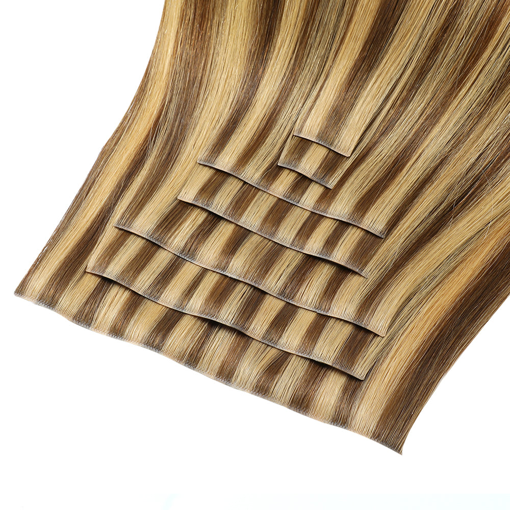 YiliteVip (#P4/27) Caramel Blonde Balayage Seamless Clip Ins 7Pcs