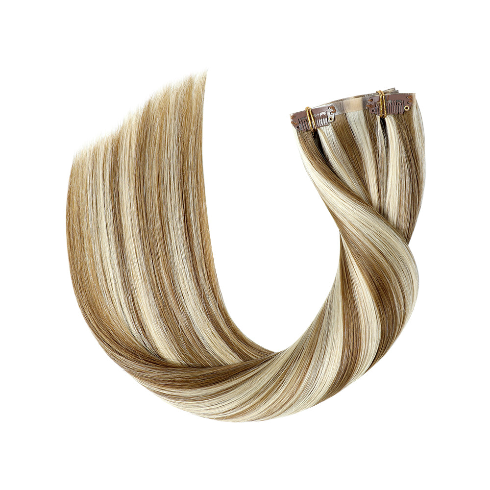 YiliteVip (#P6/613) Chestnut Brown Balayage Seamless Clip Ins 7Pcs