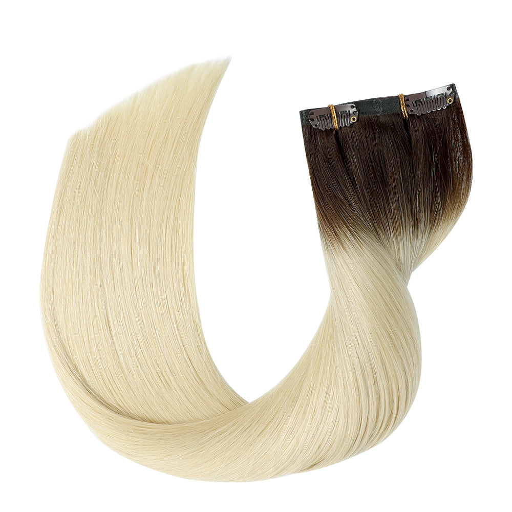 YiliteVip (#T2/60) Darkest Brown to Platinum Blonde Seamless Clip Ins 7Pcs
