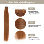 YiliteVip (#33) Dark Auburn Invisible Tape In Extensions 20Pcs