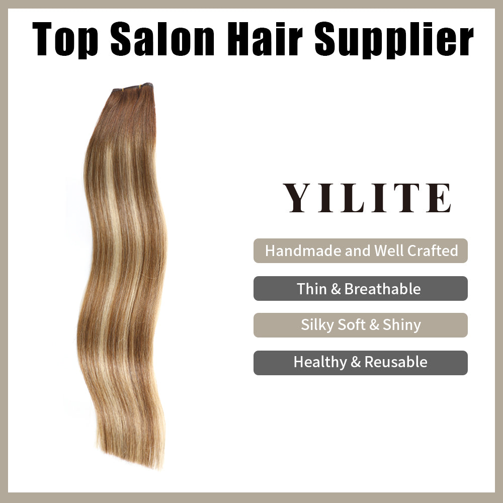 (#P6/613/T4) Brown to Blonde Balayage Genius Weft, Silky, Shiny & Reusable