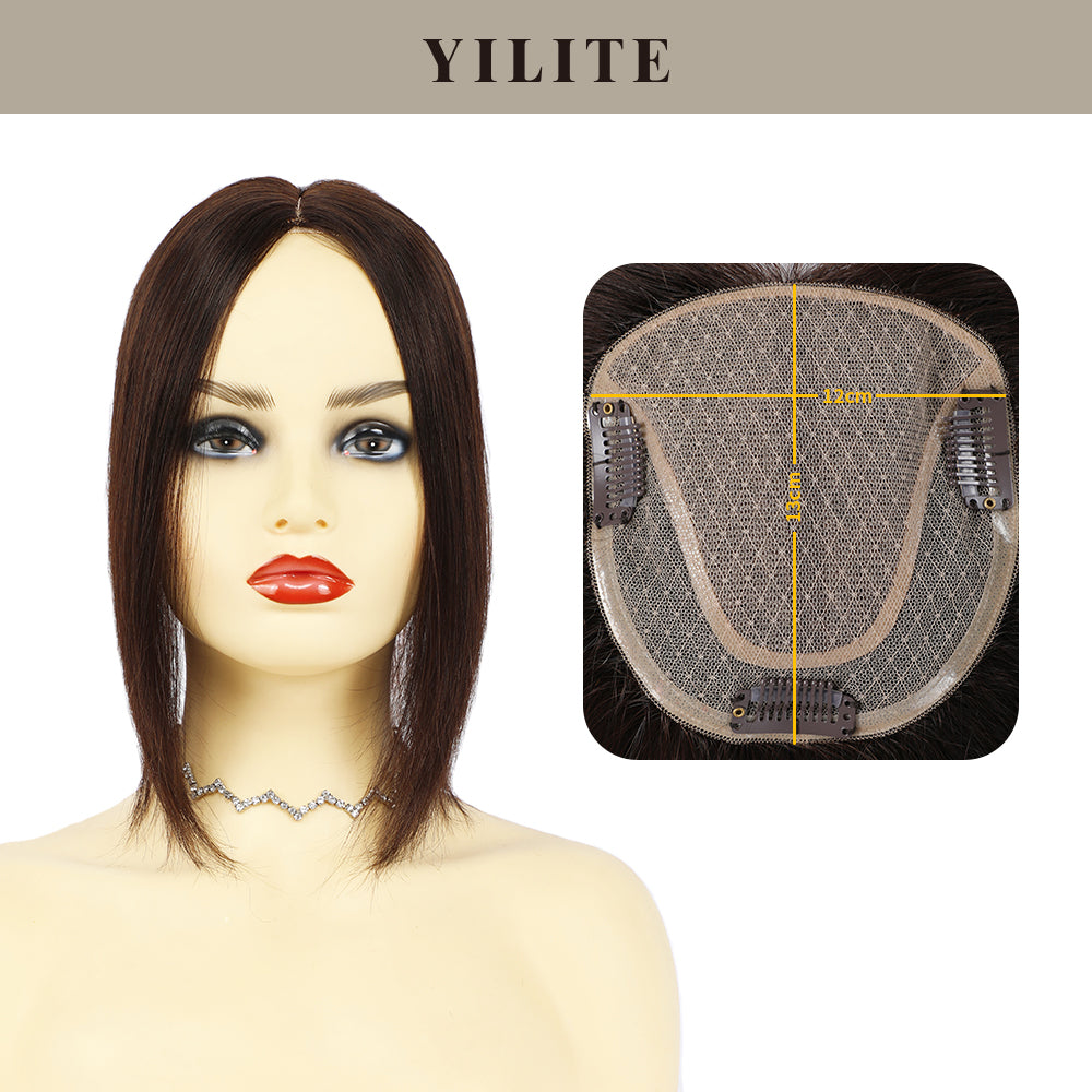 (#2) Darkest Brown Hair Toppers with 12×13 Mono Silk Base 
