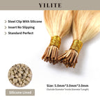 (#P27/613) U Tip Hair Extensions Shown with Silicone-Lined Beads for Illustration (5.0×3.0×3.0mm)