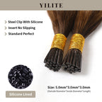 (#P4/27/T4) U Tip Hair Extensions Shown with Silicone-Lined Beads for Illustration (5.0×3.0×3.0mm)