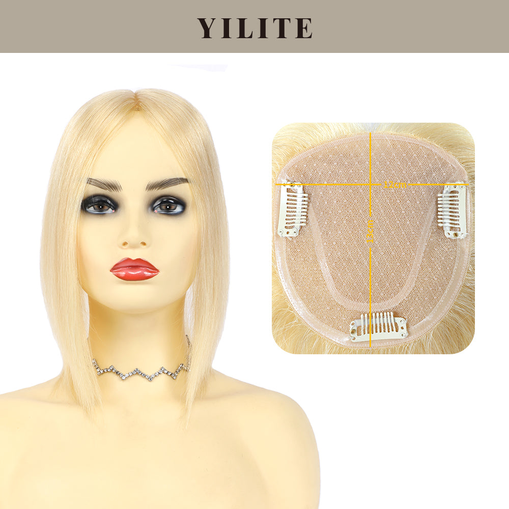 (#613) Bleach Blonde Hair Toppers with 12×13 Mono Silk Base