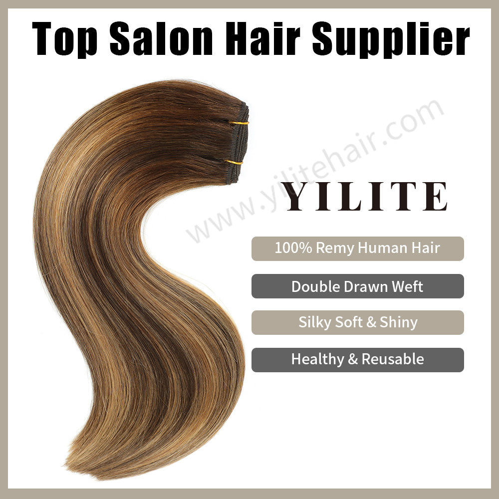(#P4/27/T4) Sew In Weft: 100% Virgin Human Hair, Double Drawn, Shiny & Reusable