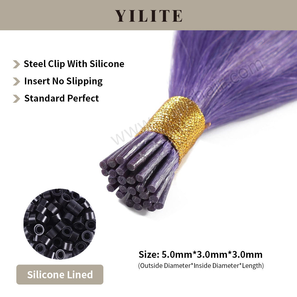 Rose Purple I Tip Extensions Shown with Silicone-Lined Beads for Illustration (5.0×3.0×3.0mm)