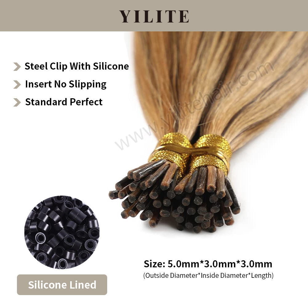 (#P4/27) I Tip Extensions Shown with Silicone-Lined Beads for Illustration (5.0×3.0×3.0mm)