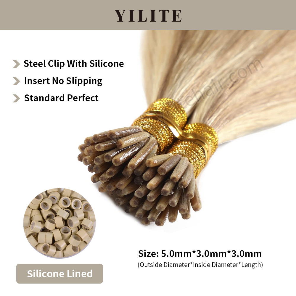 (#P18/613) I Tip Extensions Shown with Silicone-Lined Beads for Illustration (5.0×3.0×3.0mm)