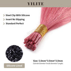 Hot Pink I Tip Extensions Shown with Silicone-Lined Beads for Illustration (5.0×3.0×3.0mm)