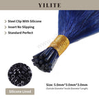 Blue I Tip Extensions Shown with Silicone-Lined Beads for Illustration (5.0×3.0×3.0mm)