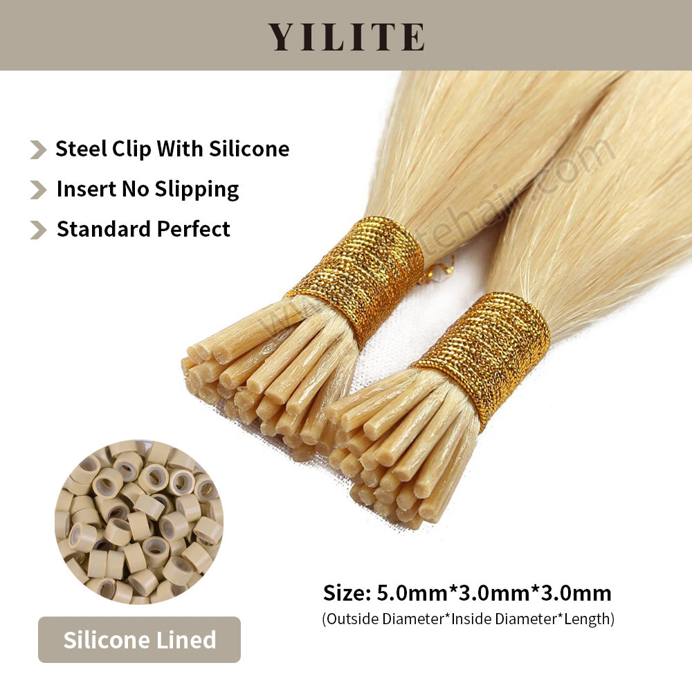 (#613) I Tip Extensions Shown with Silicone-Lined Beads for Illustration (5.0×3.0×3.0mm)