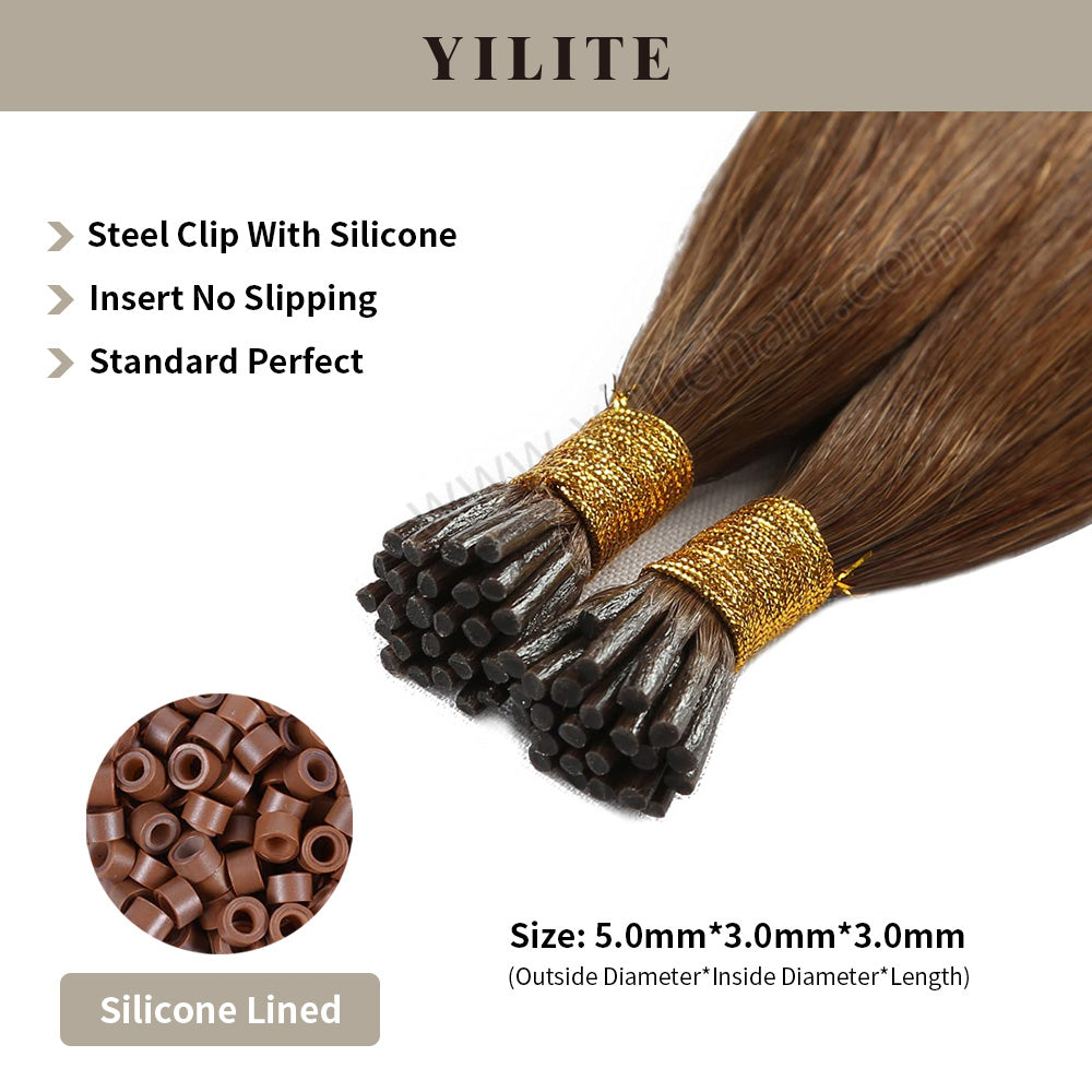 (#6) I Tip Extensions Shown with Silicone-Lined Beads for Illustration (5.0×3.0×3.0mm)
