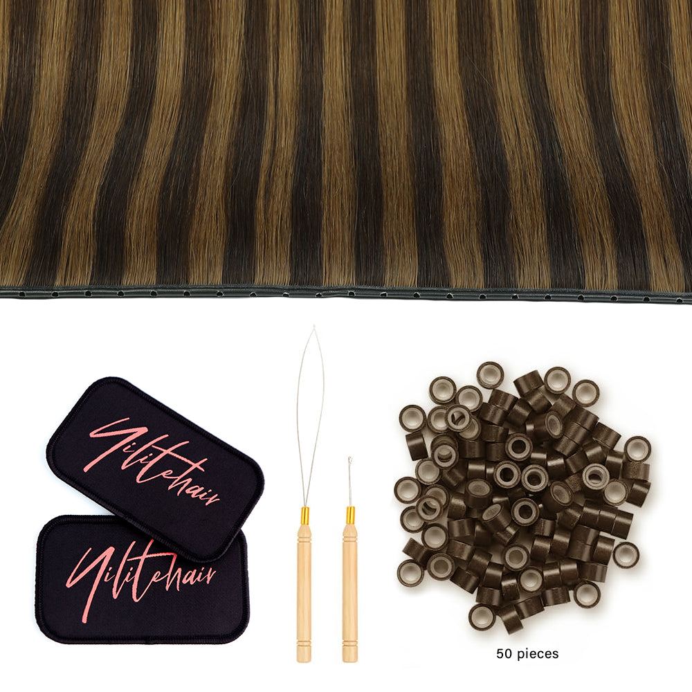 YiliteVip (#P2/6) Darkest Brown Chestnut Balayage Butterfly Weft Hair Extensions