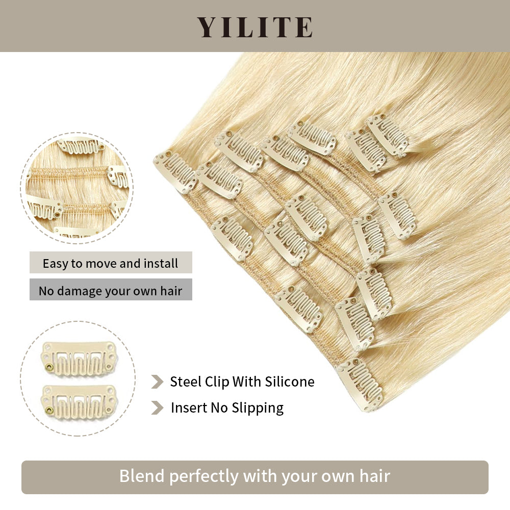 Close-up of (#613) Bleach Blonde Classic Clip Ins