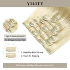 Close-up of (#60) Platinum Blonde Classic Clip Ins