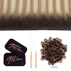 YiliteVip (#T2/P18/60) Darkest Brown with Ash Blonde Balayage Butterfly Weft Hair Extensions