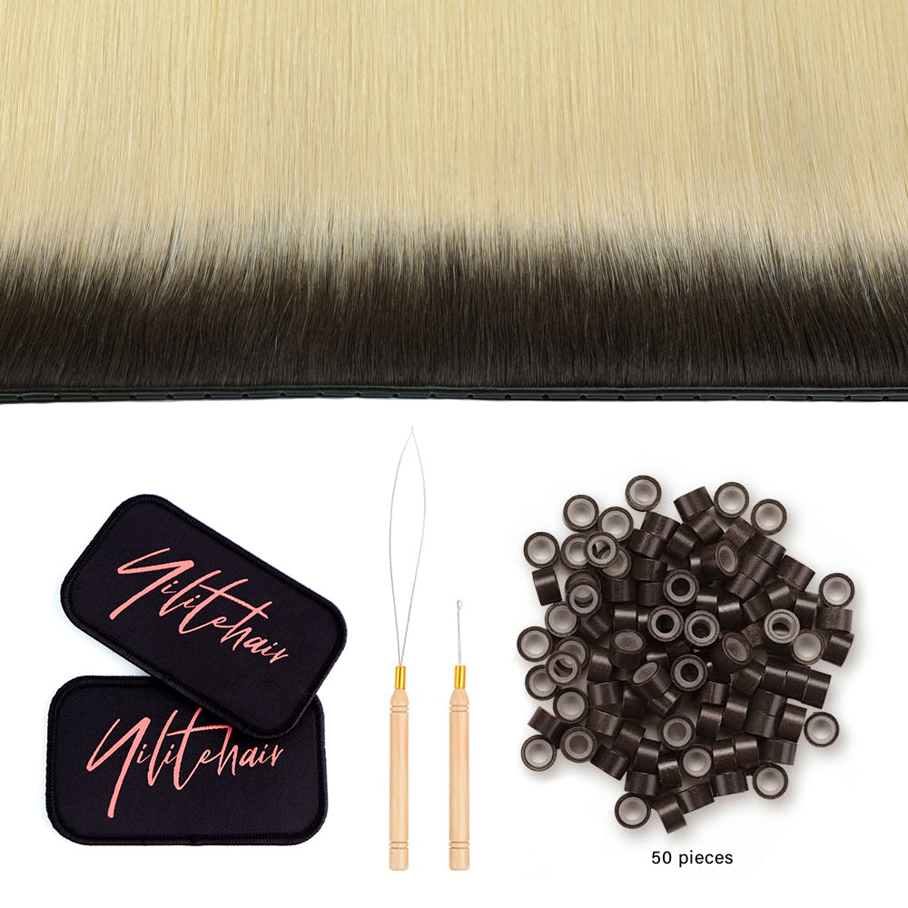 YiliteVip (#T2/60) Darkest Brown to Platinum Blonde Butterfly Weft Hair Extensions