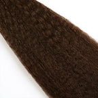 Close-up of (#4) Chocolate Brown Kinky Straight Invisible Tape Ins 20Pcs