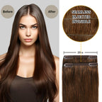 Before and After Wearing (#4) Chocolate Brown Seamless Clip In Hair Pads, 10cm Wide Piece