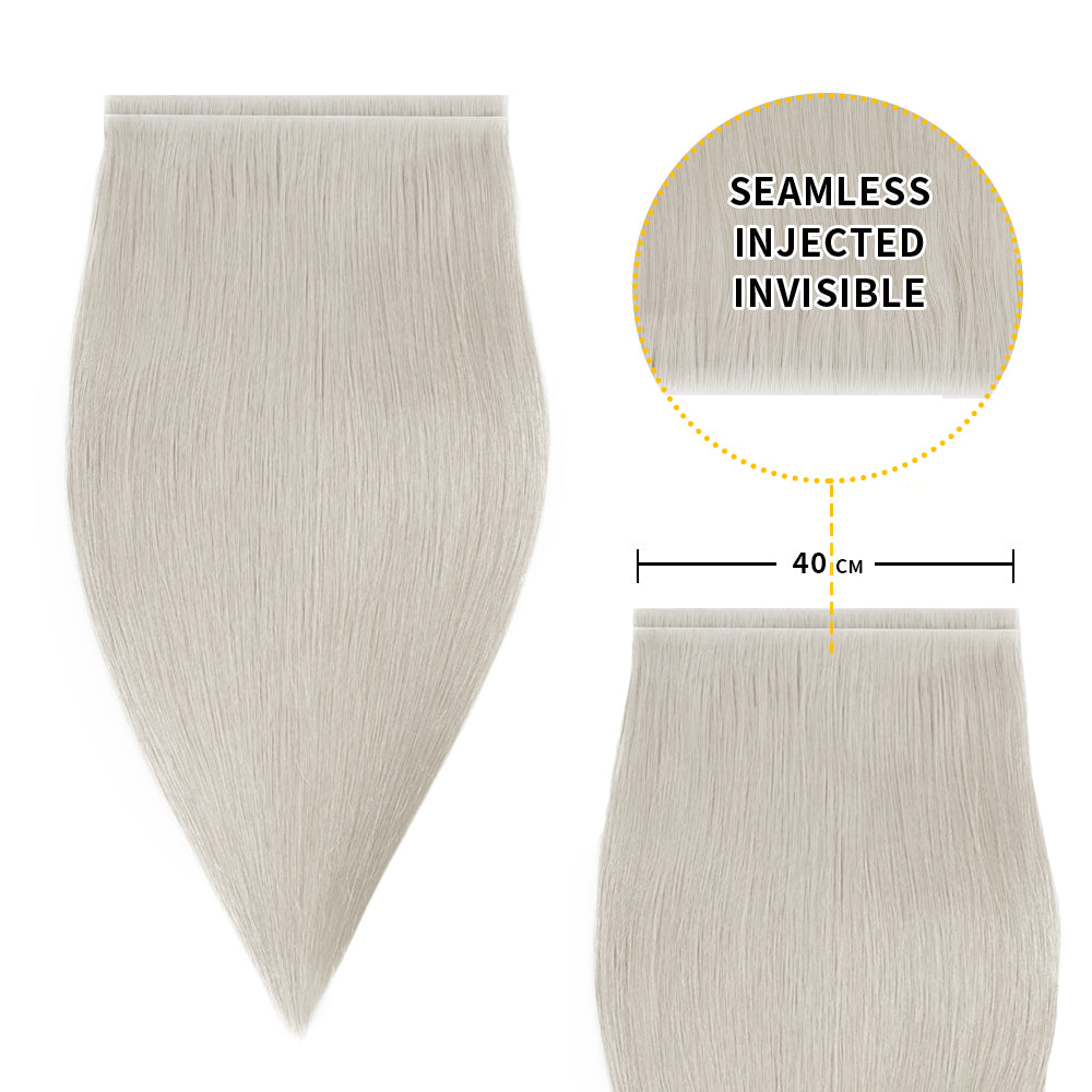 40*0.8cm long invisible tape in hair extensions 2Pcs virgin human hair (#Silver)