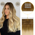 Before and After Wearing (#T8/60) Seamless Clip In Hair Pads, 10cm Wide Piece