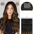 Before and After Wearing (#P1B/6/T1B) Seamless Clip In Hair Pads, 10cm Wide Piece