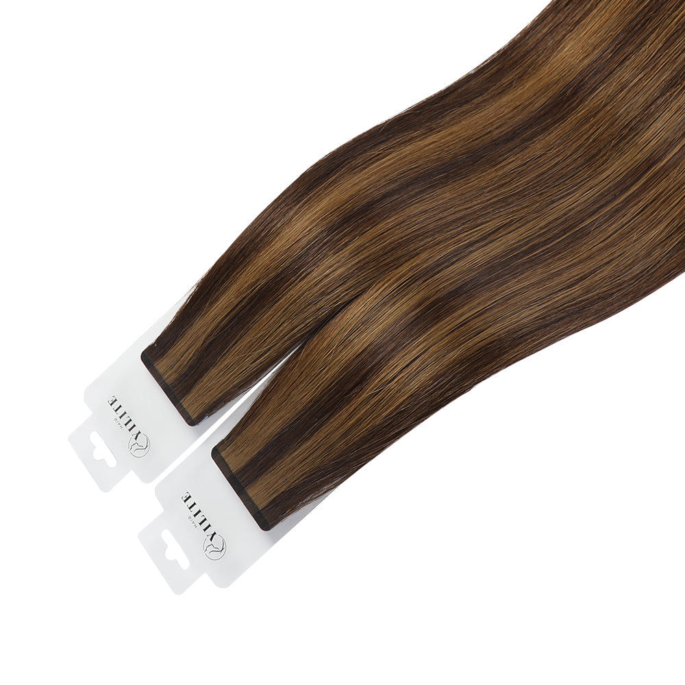YiliteVip (#P2/6) Darkest Brown Chestnut Balayage Mini Tape In Hair Extensions 20Pcs