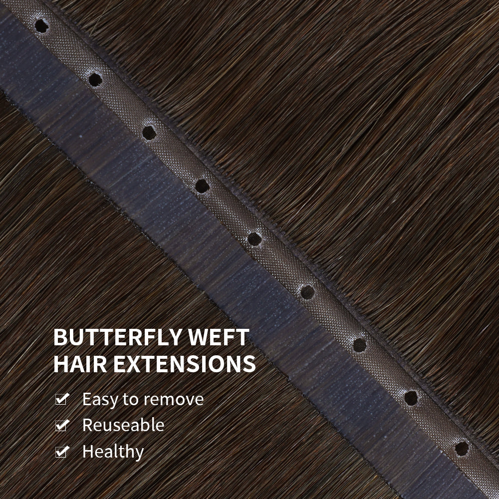 YiliteVip (#P6/613/T4) Brown to Blonde Balayage Butterfly Weft Hair Extensions