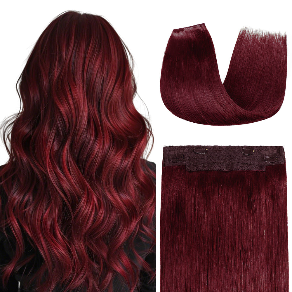 Back View of The Model Showing (#99J) Burgundy Wire Extensions  