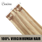 Back View of 2 Clip In Hair Pads with 2 Clips Each, 100% Virgin Human Hair In Color (#P18/613)