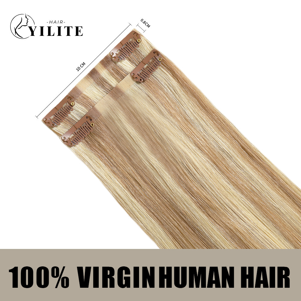 Back View of 2 Clip In Hair Pads with 2 Clips Each, 100% Virgin Human Hair In Color (#P18/613)