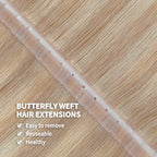 YiliteVip (#T18/P18/613) Ash Blonde Balayage Butterfly Weft Hair Extensions