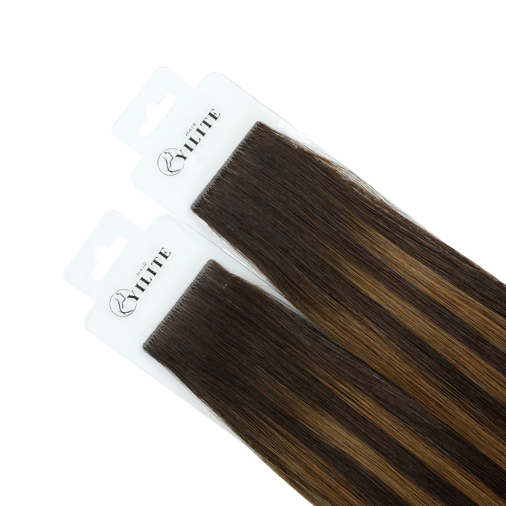 YiliteVip (#P2/6/T2) Darkest Brown Balayage Invisible Tape In Extensions 20Pcs