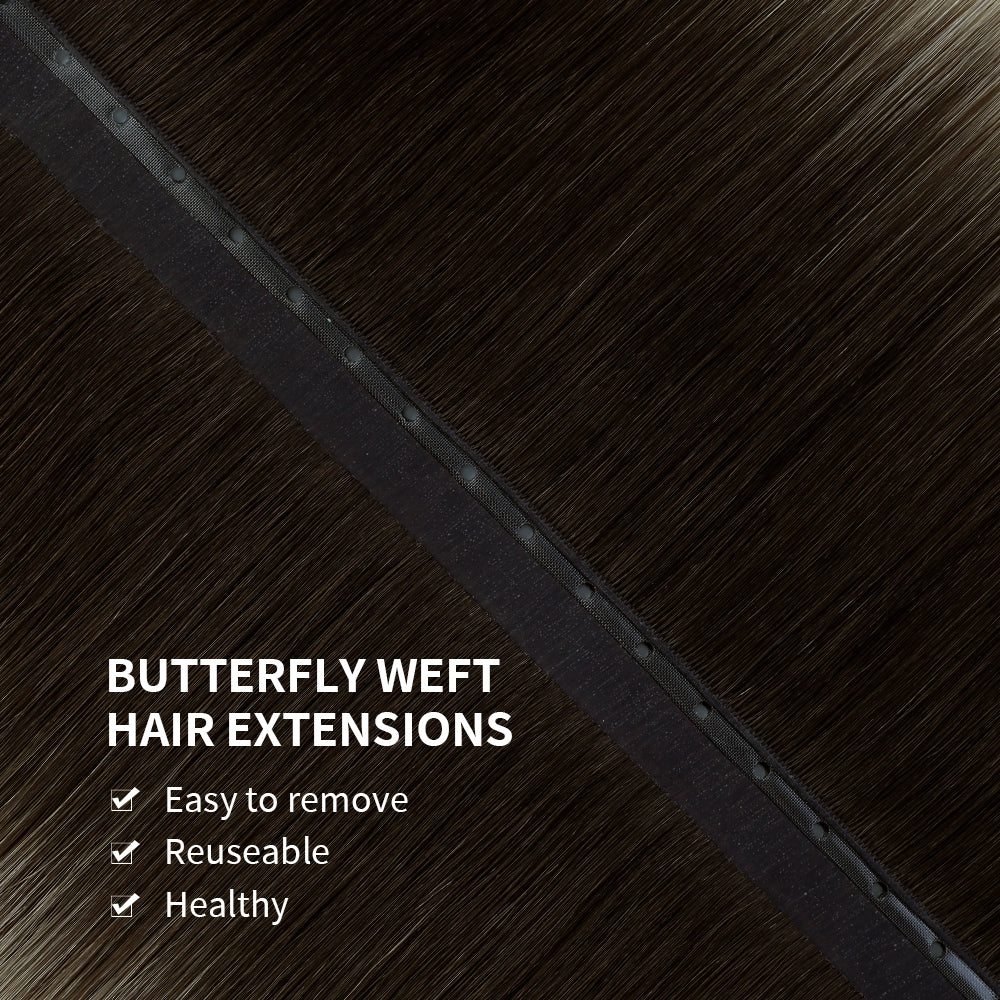 YiliteVip (#T2/60) Darkest Brown to Platinum Blonde Butterfly Weft Hair Extensions
