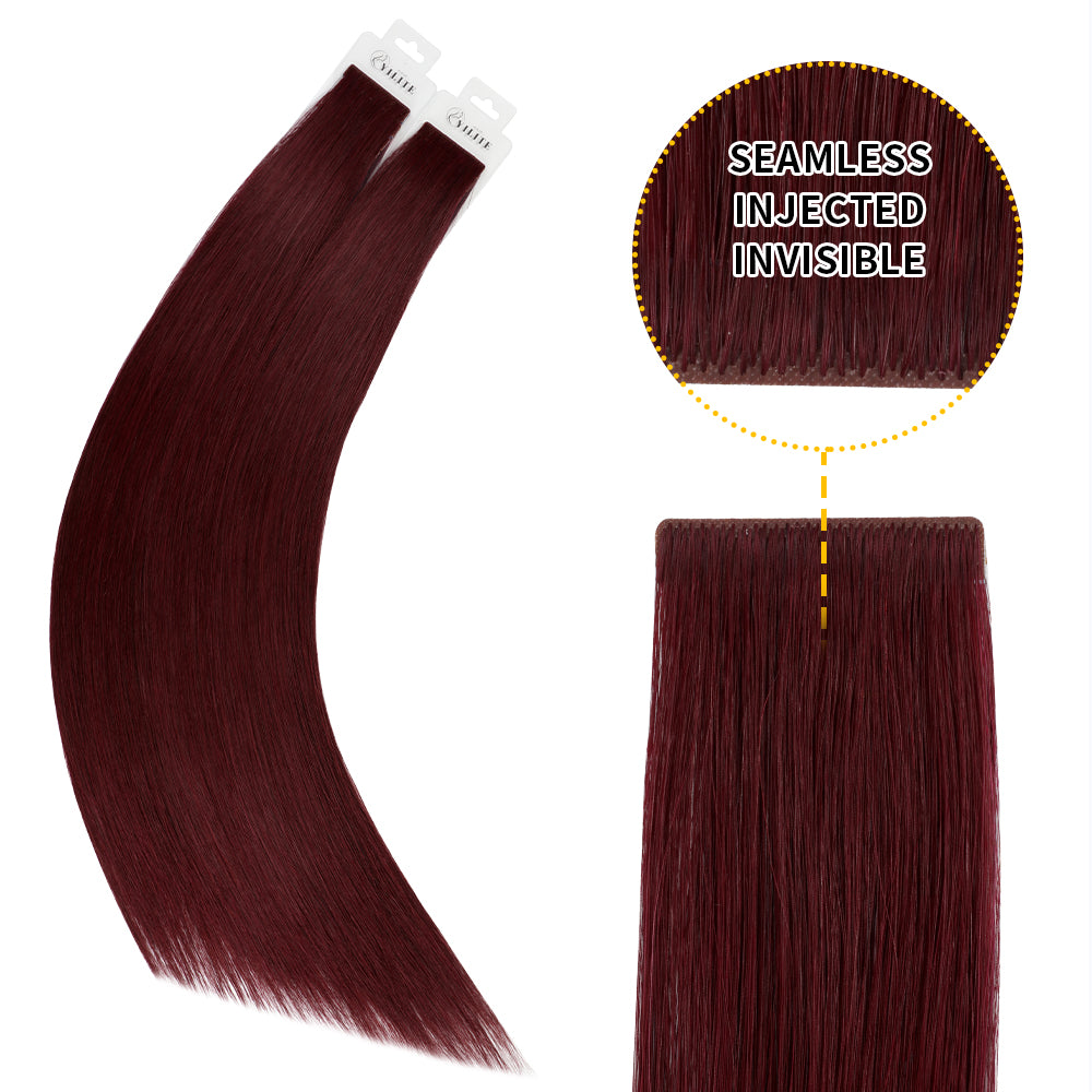YiliteVip (#99J) Burgundy Invisible Tape In Extensions 20Pcs