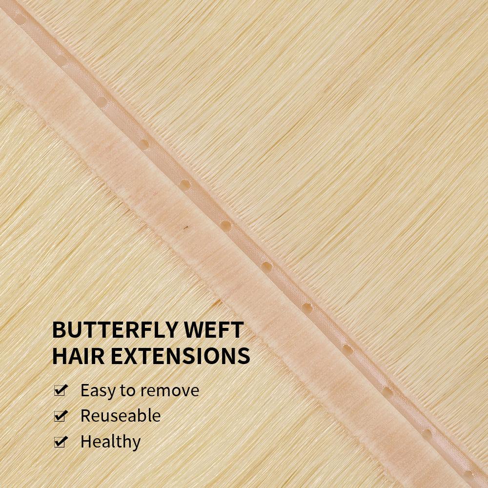 YiliteVip (#613) Bleach Blonde Butterfly Weft Hair Extensions